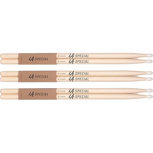 promark LA Specials Drum Sticks - 5B Drumsticks - Drum Sticks Set for Acoustic Drums or Electronic Drums - Oval Nylon Tip - Hickory Drum Sticks - Consistent Weight and Pitch - 3 Pairs