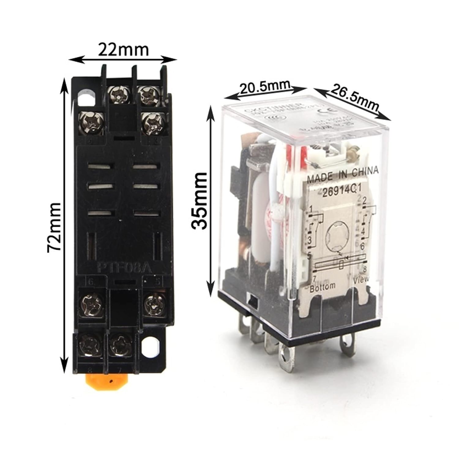 10pcs Intermediate Relay HH62P LY2NJ 10A Micro Small Electromagnetic AC/DC12V24V AC110V 220V 380V with 8 pins Socket Base PTF08A(No Socket,AC 110V)