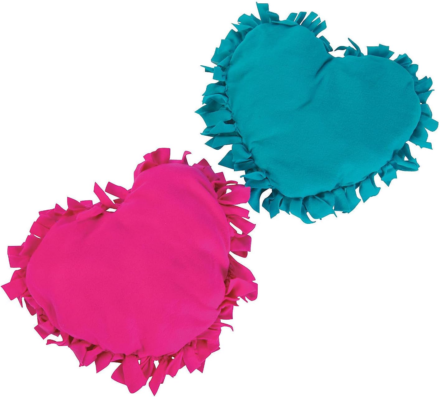 Fun Express Heart Shaped Fleece Tied Pillow Craft Kit 6 Pack - Valentines Crafts for Adults Teens & Kids | No Sew Plush Craft Pillow Making Kit for Galentines Day Crafts Spring Crafts & VBS Crafts