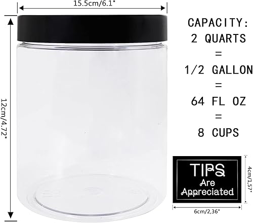 Miniatura 2 de Tarro grande para monedas, paquete de 2 unidades, de plástico transparente grande, para monedas de dinero con tapa ranurada plateada, monedas de