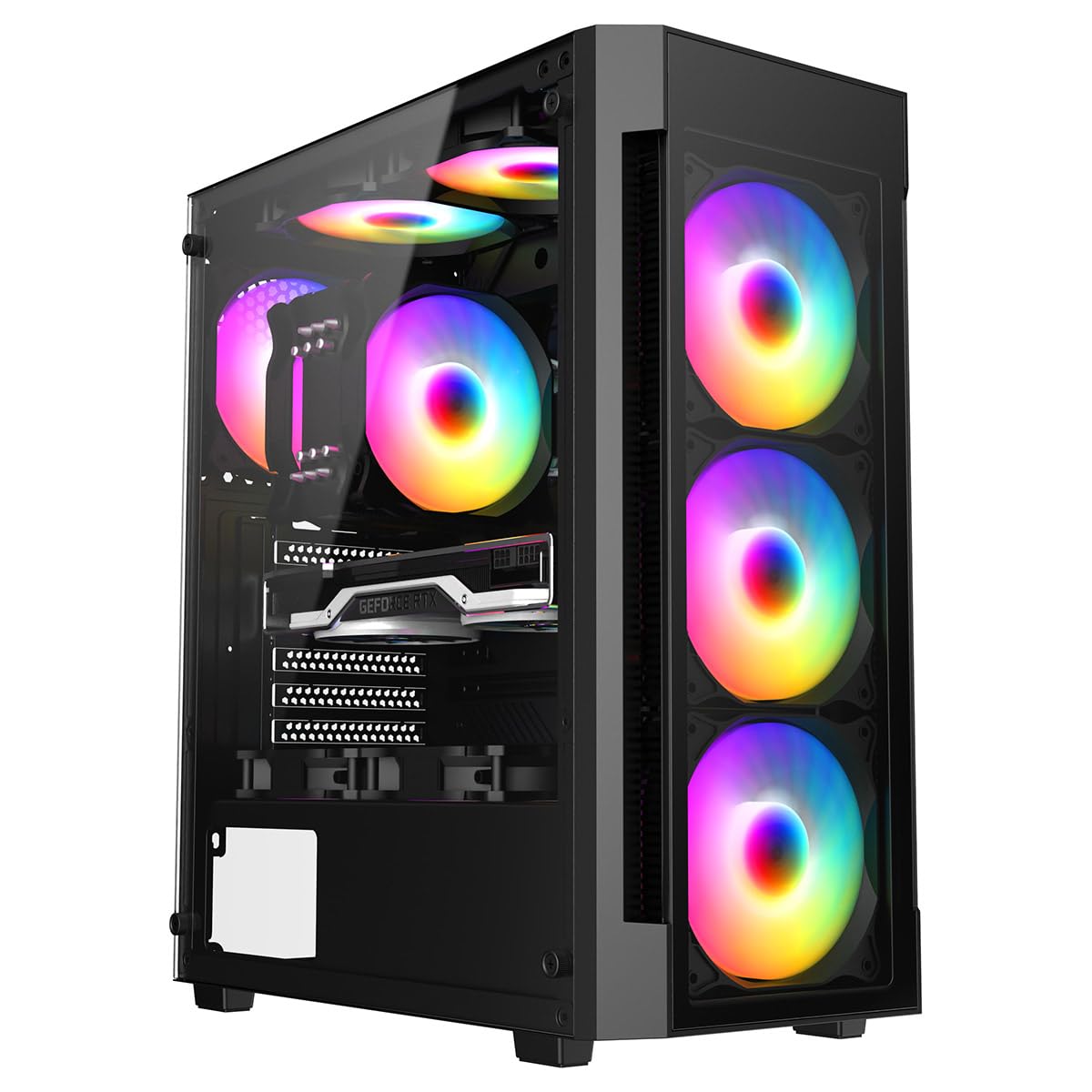 iONZ Gaming PC Computer Mini Tower Case M/ATX Tempered Glass - Performance Series. (KZ27 Inc 4 RGB Fans)