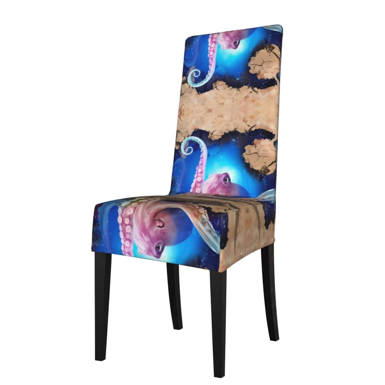 Yyhwhjde Black Octopus Prints Protection Cover For Dining Chair – Stretch Slipcovers For A Fresh, Refreshed Dining Room Look!