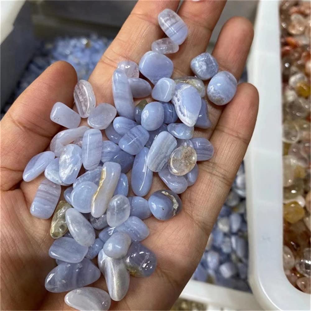Haussammlung Natürliche Magie, natürlicher Blauer Spitzen-Achat, Edelstein, Kristalle, Steine, Splitter, Kies, Trommelstein for Fengshui(Size:Approx 5-8mm)