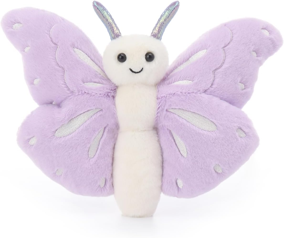 Apricot Lamb Purple Butterfly Stuffed Animals Soft Cute Plush Toys 7.5''