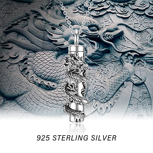 CHENGHONG Cremation Jewelry for Ashes 925 Sterling Silver Dragon/Angel Wing/Rose/Sunflower/Dragonfly/Pet Paw Print Urn Necklace for Ashes Keepsake Memorial Jewelry Gifts for Women Men - Image 6