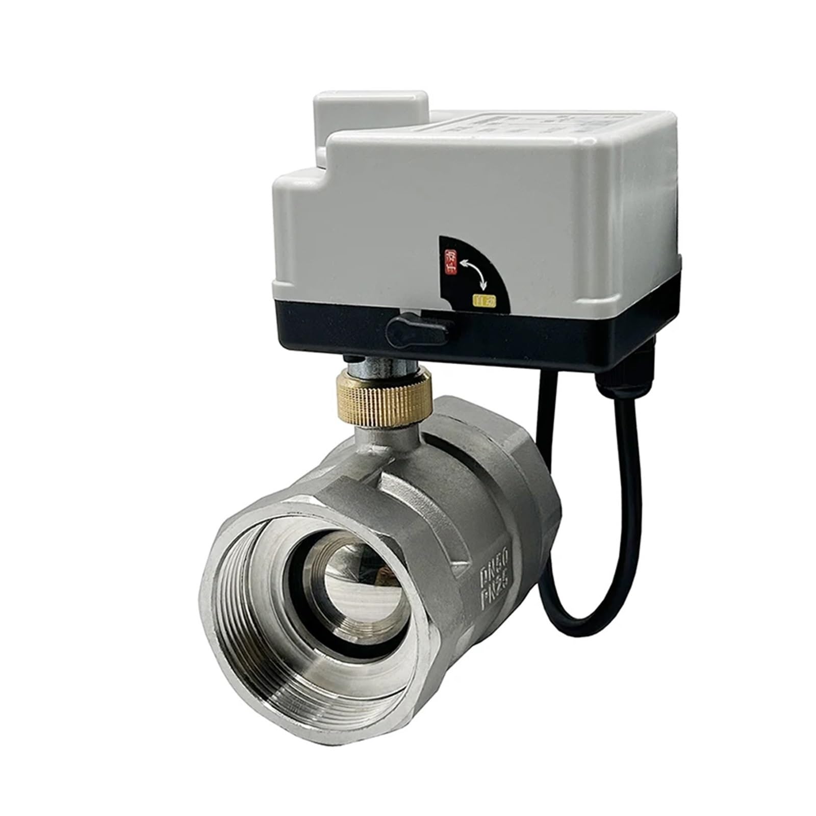 Valve motorisée Vanne à boisseau sphérique motorisée en acier inoxydable de 2 pouces avec interrupteur manuel, vanne à boisseau sphérique électrique à trois fils et deux points, 220 V