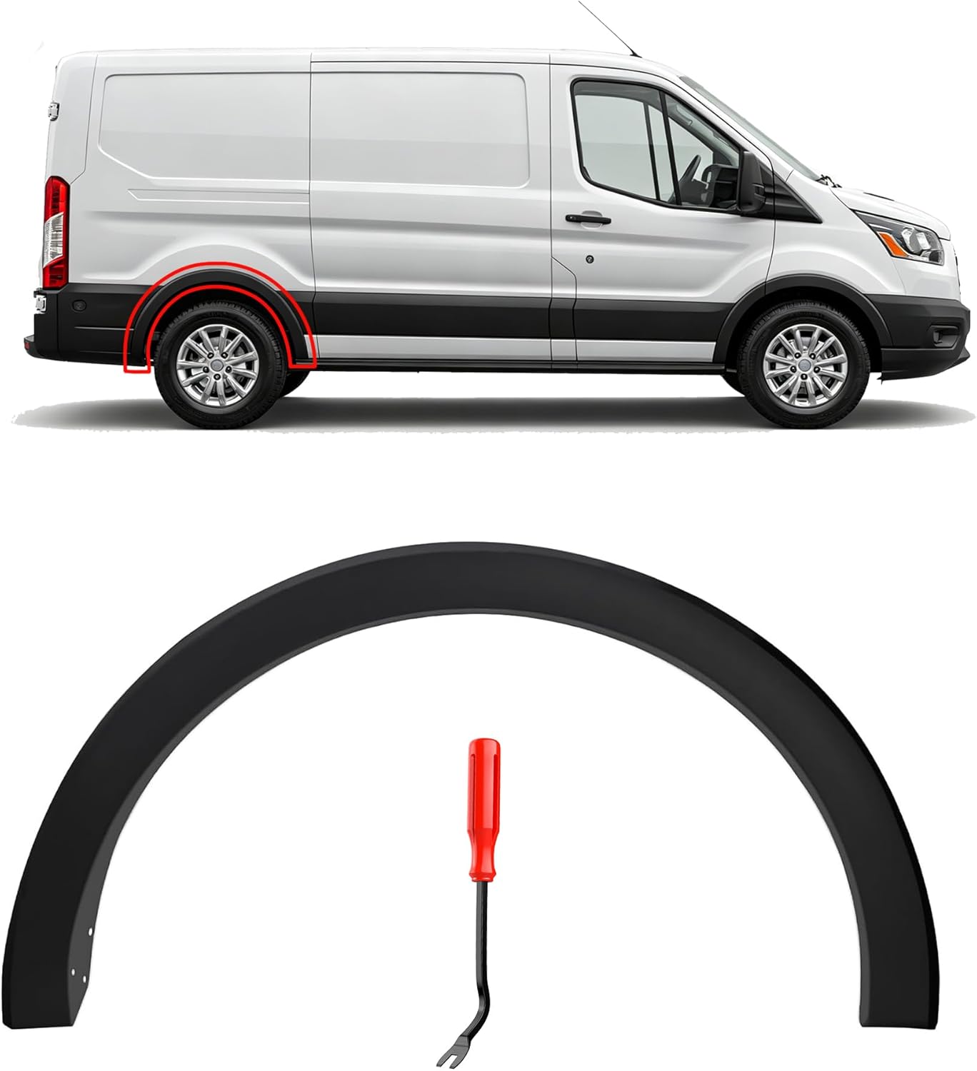 Rear Passenger Side Fender Trim Fit for 2015-2025 Ford Transit 150 250 350 350HD Rear Right Side Body Molding Trim Fender Flares CK4Z61280K96AC