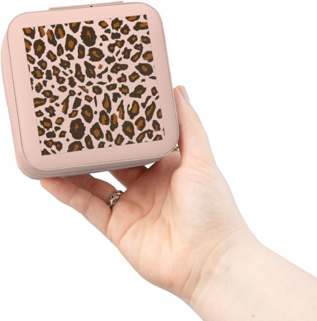 3dRose Snow Leopard print - white and brown cheetah spots - stylish animal fur pattern - modern diva girl Jewelry Travel Case Pink