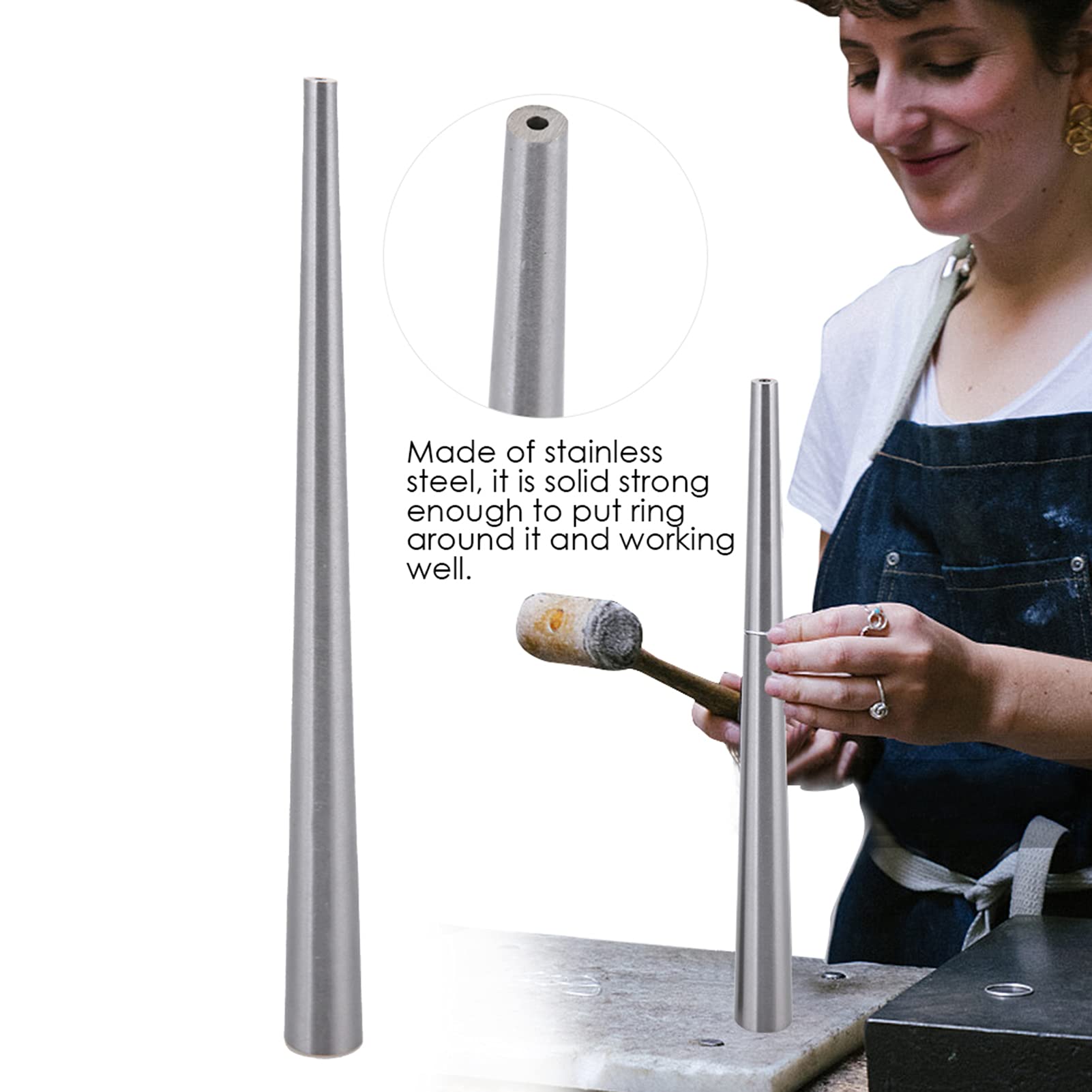 Stalowy trzpień, Stick Mandrel Sizer Narzędzie do Biżuterii Pierścionek Ring Forming (18,5 cm) Okrągły Sizer Stick Uk Prime ze Stali Nierdzewnej Powiatnik