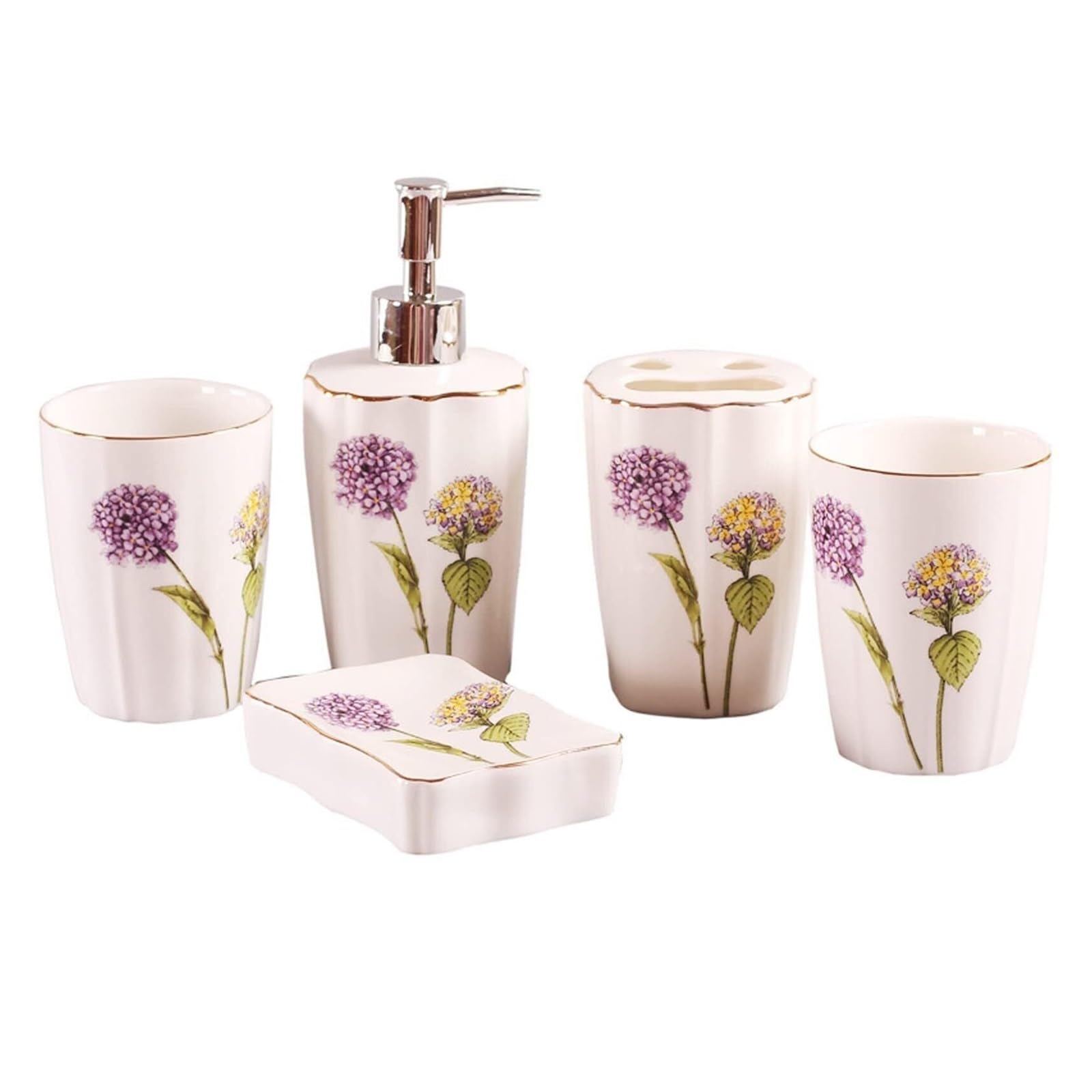 Lot d'accessoires de salle de bain rose style bord de mer