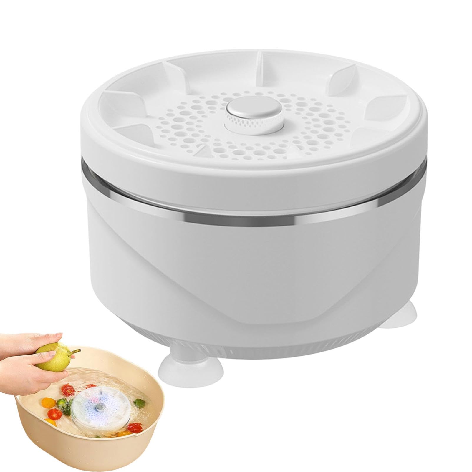 Fruit and Vegetable Washing small Portable Household Machine Food Purifier Waterproof Portable Long-Lasting Multifunctional Washer for Home Kitchen Cooking Grain Rice Seafood (White-1PC) — view 8