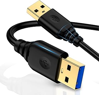 USB A to USB A Cable, Male to Male Cable Double-USB End Data Transfer Cord 6FT USB3.0 Type A to A Cord for Computer Monitor PC Laptop Cooler DVD Player Camera Hard Drive Enclosures TV Hub Set Up Box