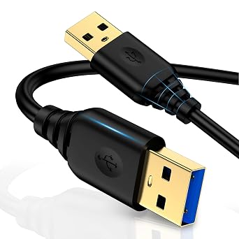 كابل USB إلى USB بطول 6 أقدام، سلك USB2.0 ذكر إلى ذكر مزدوج الطرف، سلك مزدوج الجوانب من النوع A إلى A، سلك عالي السرعة لنقل البيانات من النوع AA للكمبيوتر والشاشة والقرص الصلب والكمبيوتر المحمول والكاميرا ومشغل DVD والتلفزيون والمحور