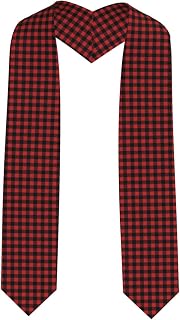 Red Black Tartan Check Plaid Retro Graduation Stole Sash 72 Inches For Graduates