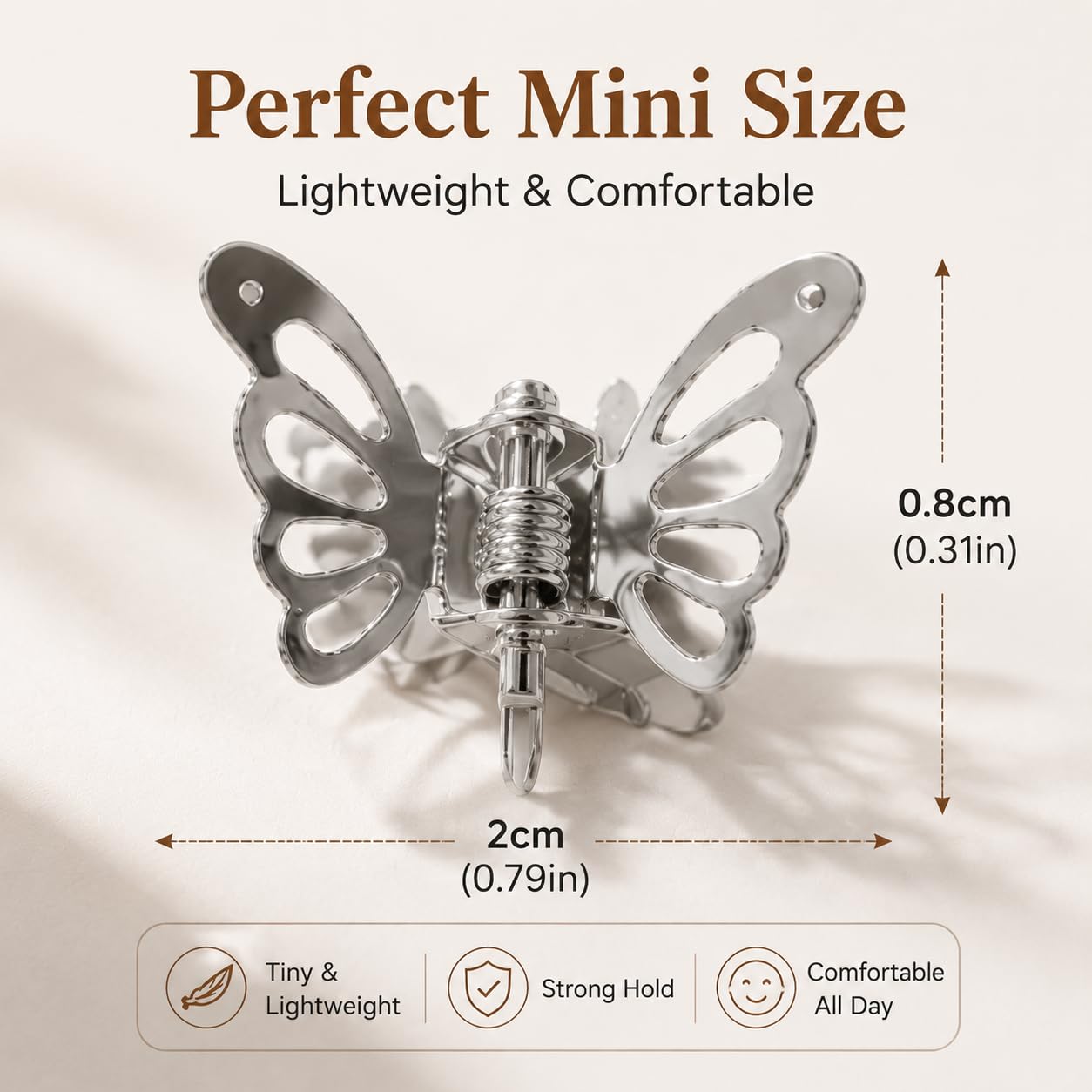 40 Pcs Small Butterfly Hair Clips for Hair, Silver Mini Hollow Metal Claw Clips Strong Hold Non-Slip Alloy Hair Accessories for Women
