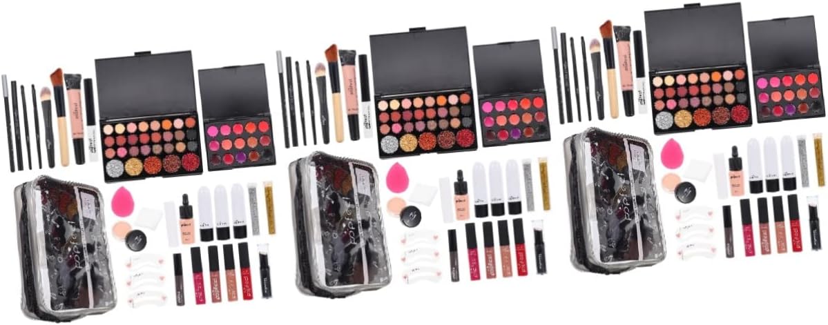 3 Sets Women's Makeup Set Gift for Women Cosmetics Sulies Makeup Brushes Lip Gloss for Women Mascara Sets Eyeshadow Set Makeup Kit Women Cosmetics Sulies Cosmetic Kit for Women ( Color : As Shownx3pcs