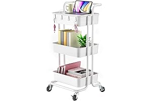 Pipishell 3-Tier Moveable Bookshelf On Wheels