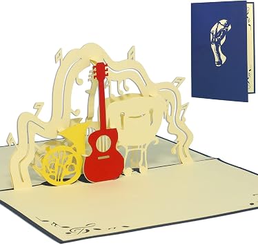 LIN17708, Pop Up Cards, Pop Up Cards Music, Birthday Card, Musical Birthday, 3D Greeting Cards Coupon, Drum, Trumpet, Guitar, Musical Instruments, N122