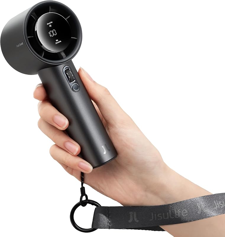 Ventilador de mano JISULIFE Pro1S - Flujo de aire de próxima generación: hasta 40 horas de funcionamiento | Calidad duradera del cuerpo de metal, rueda de desplazamiento de 1-100 velocidades, ventilador portátil de 5000 mAh para viajes, regalos para mujeres y hombres (gris estrellado)