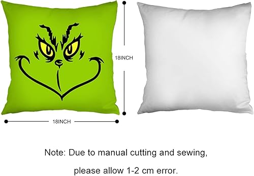 Miniatura 7 de Juego de 4 fundas de almohada de Navidad de 18 x 18 pulgadas, fundas de almohada de Navidad rojo y verde, fundas de almohada de cintura para sofá,