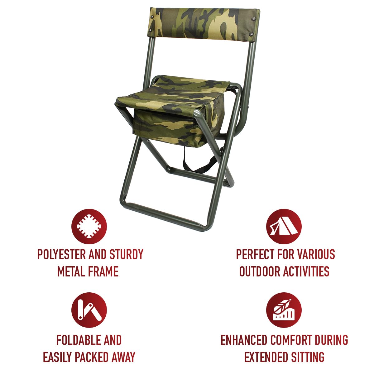 Rothco Deluxe Folding Stool with Pouch, Woodland Camo