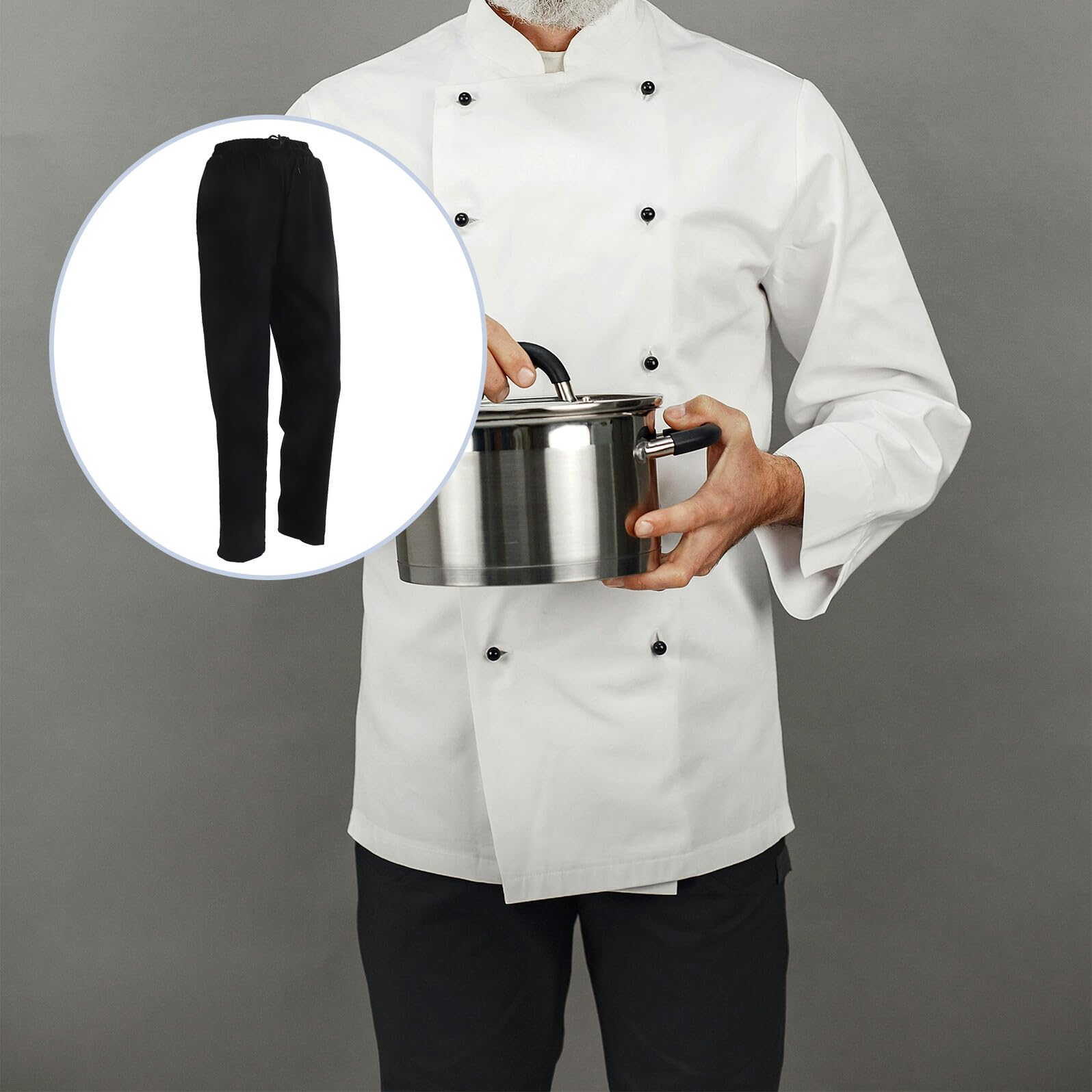 Pantalone Chef Nero in Tessuto Aria per Cucina Uomo Donna Lavoro Estivo Respirante vestibilità