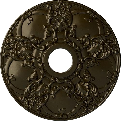 Vista 27 de Ekena Millwork CM18NOPOS Medallón de techo Norwich, 45.72cmOD x 8.97cmID x 1 3/8"P, pintado a mano cobre pulido