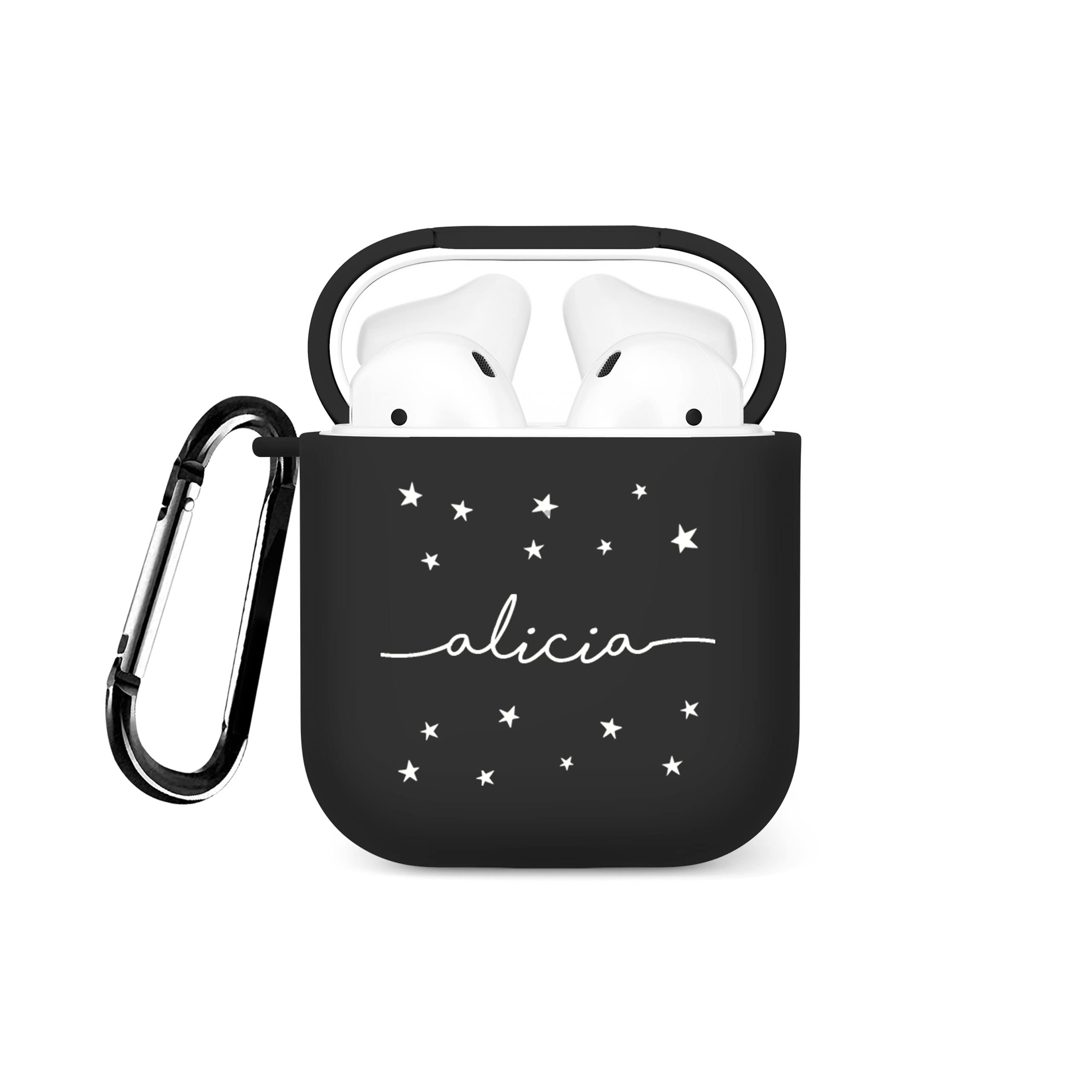Tirita Personalised Custom Case Compatible with Apple AirPods 4th gen, Support Wireless Charging, with Carabiner, Front LED Visible [08- Rose Gold Monogram] — view 42