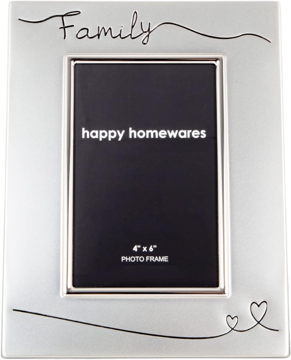 Haysom Interiors Beautiful Two Toned Matt and Silver Plated Family 4" x 6" Picture Frame with Black Velvet | Unique and Thoughtful Gift Idea