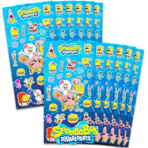 Spongebob Stickers Party Favors for Boys & Girls 12 Pack Bundle