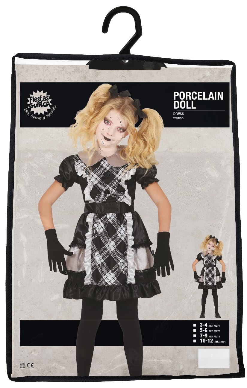 FIESTAS GUIRCA Porcelain Doll Girls Fancy Dress Costume - Scary Horror Doll Costume - Halloween Girls Costumes Age 7-9 Years - Image 4