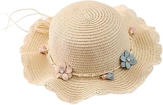 Sun Hats for Women,Beach Sun Hat,Straw Beach Hat,Summer Flower Breathable Hat Cute Straw Hat Children Handbag Kids Girls Sun Visor Hat(hat-Beige)