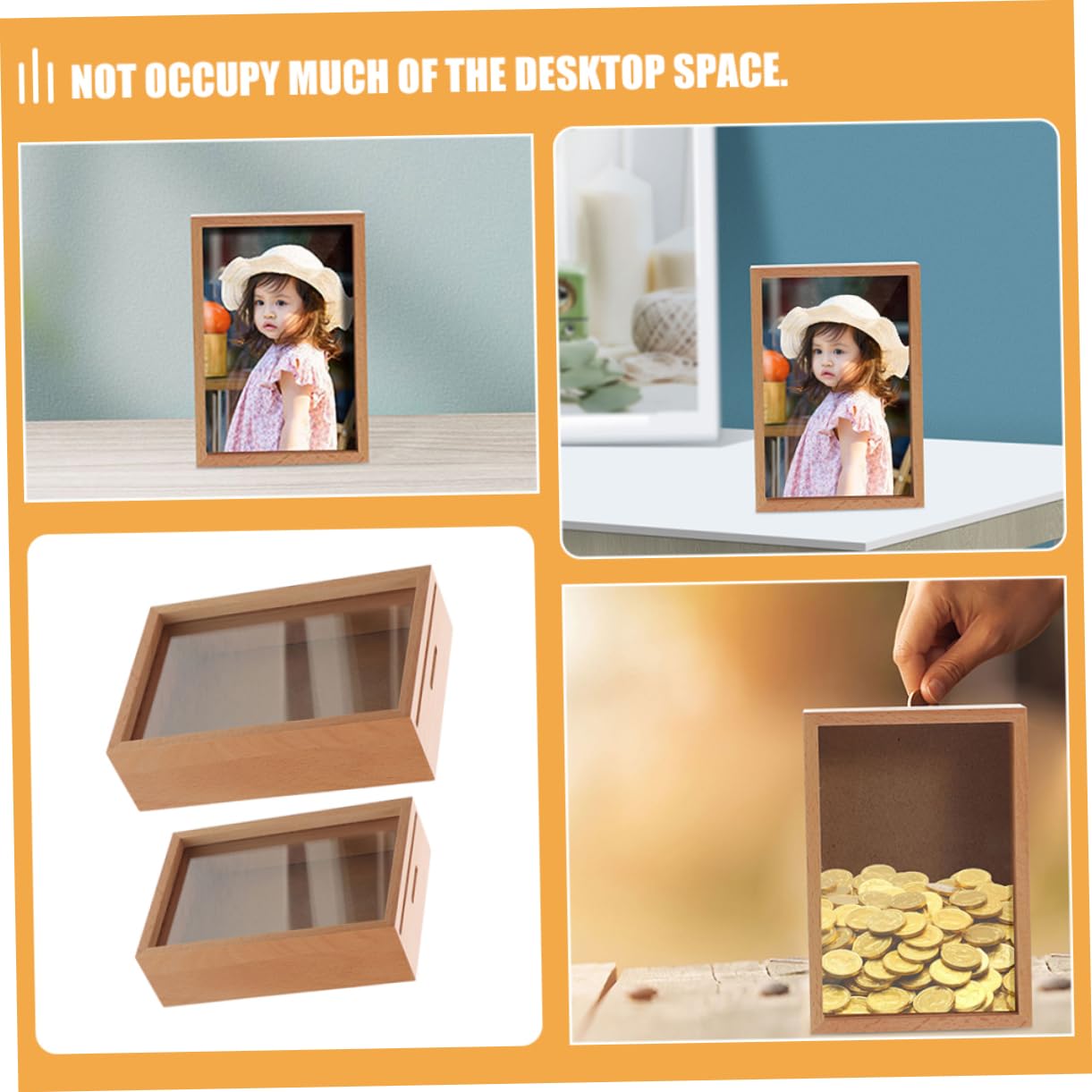 6stücke Teiliges Holz-sparschwein Mit Foto-Rahmen Transparente Spardose Für Tipps Und Münzen Kreative Geldaufbewahrung Für Erwachsene Und Holzbox Mit Hochwertiger Verarbeitung