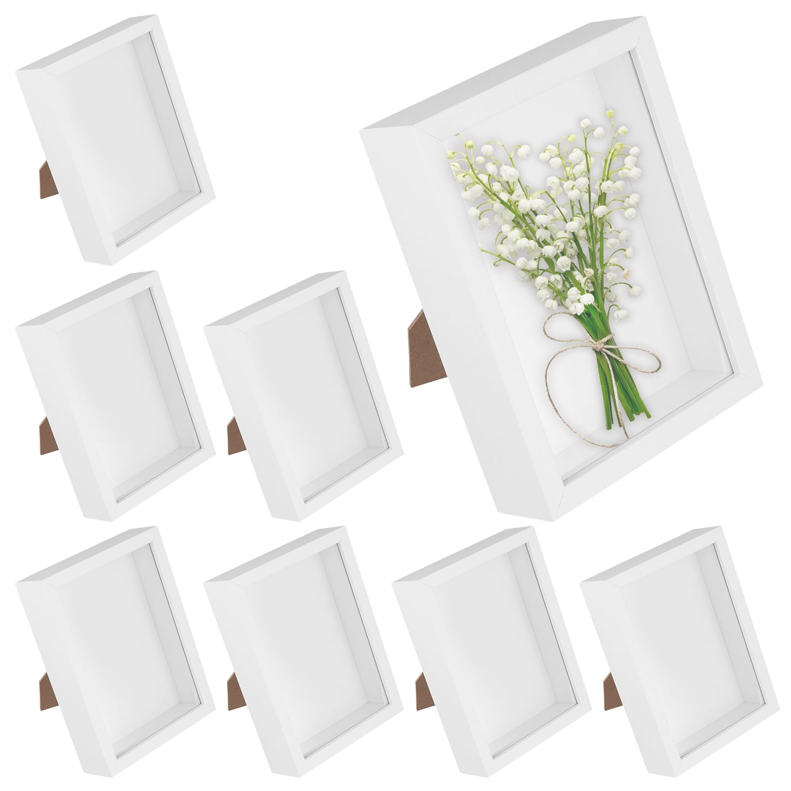 Cadres en bois blanc pour fleurs séchées et herbiers muraux