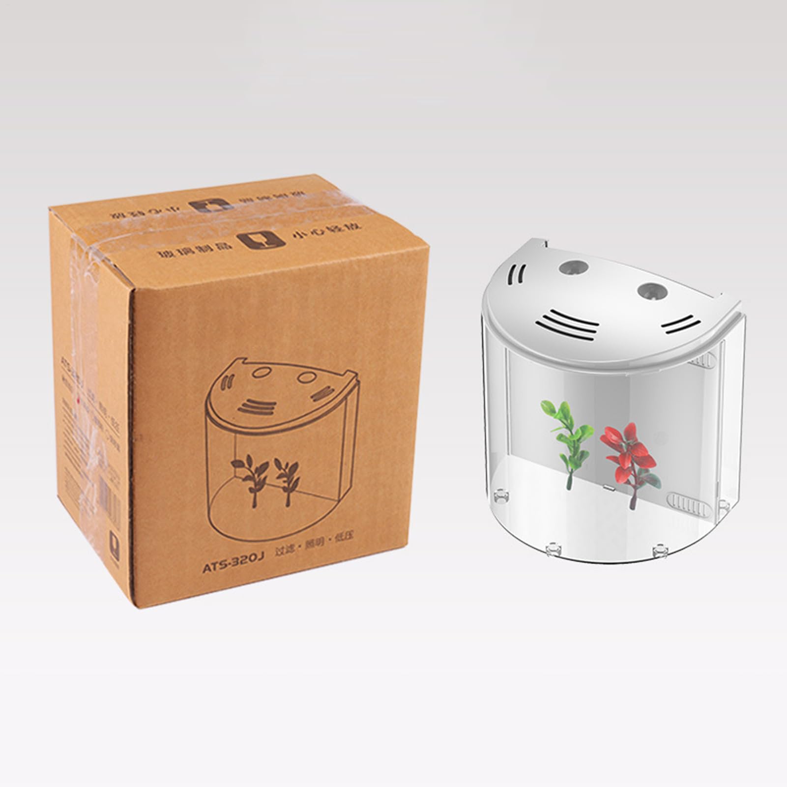 Mini Aquarium de Bureau - avec Pompe à Eau - 2 l - Espace de Vie | transparent pour étoiles de mer, escargots et animaux aquatiques - Gain de place - Pour la maison, le bureau et le bureau