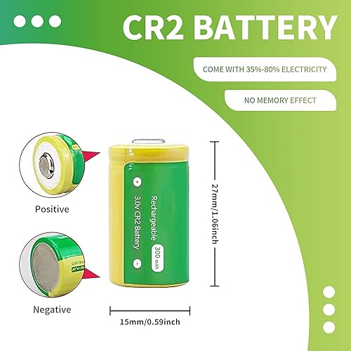 Miniatura 2 de CR2 3.0V Cargador CR2 Juego de batería recargable de 4 celdas y cabezal de cargador rápido, 300 mAh CR2 3V Batería doméstica para telémetro de golf,