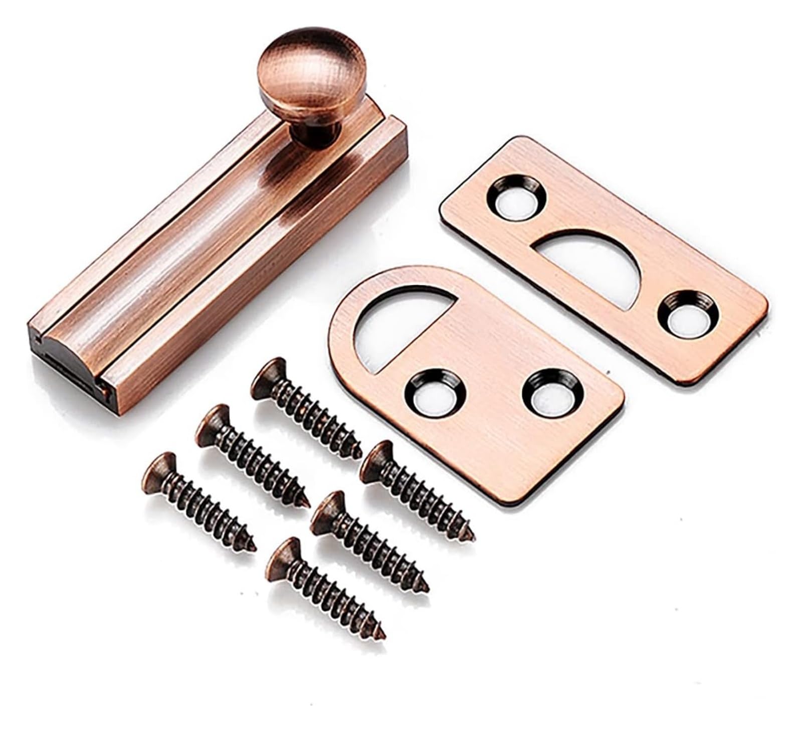 Door Latch， All Copper Slide Door Bolt 2-8in Multicolor for Childproofing and Petproofing(Red Patina,2in)