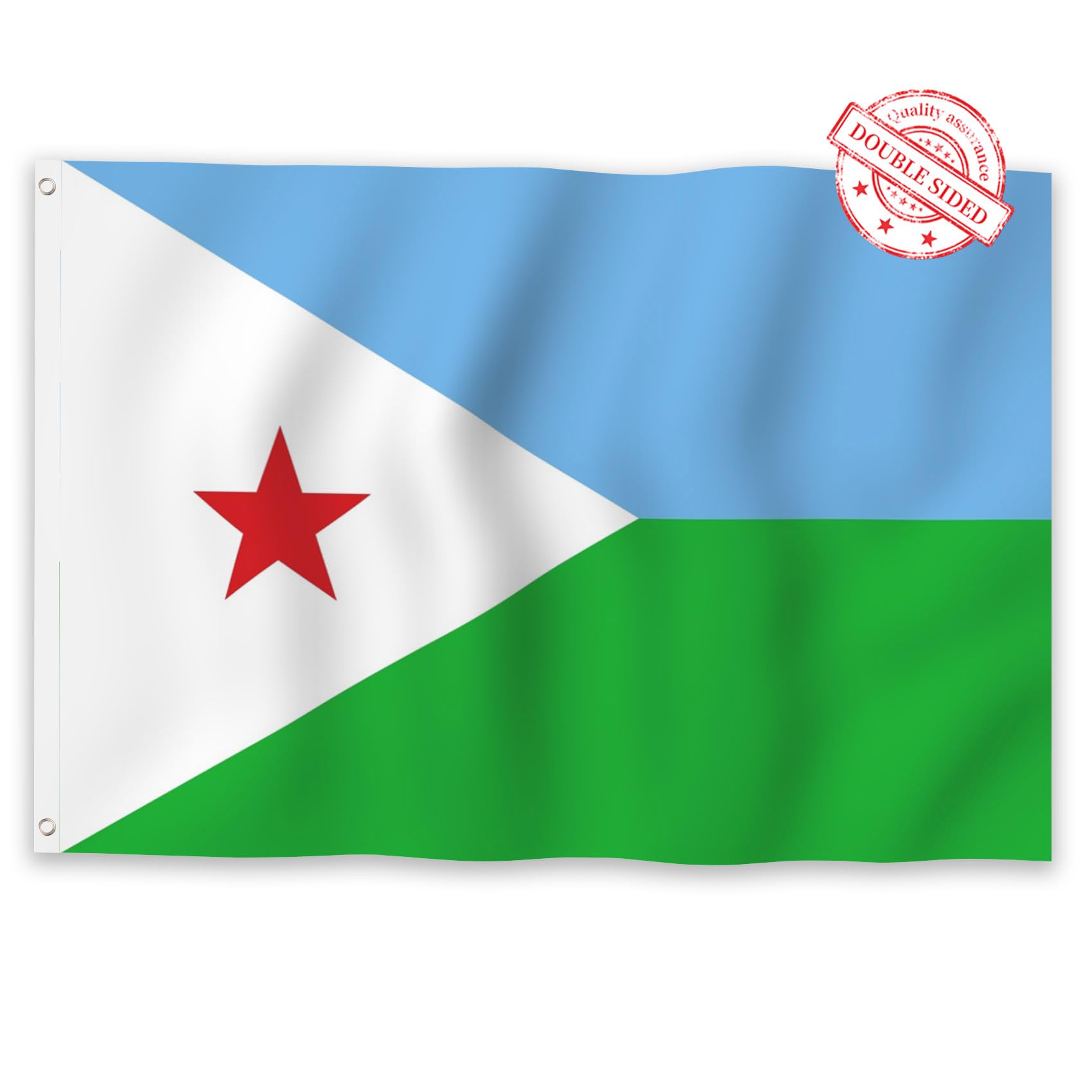 Drapeau Djibouti 180x300cm double face bannière de qualité supérieure - 7
