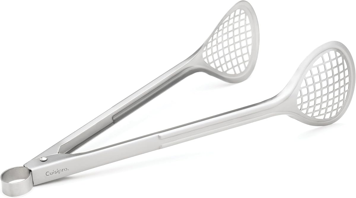 Cuisipro Stainless Steel Wide Grill/Fry Tongs, 12-Inch