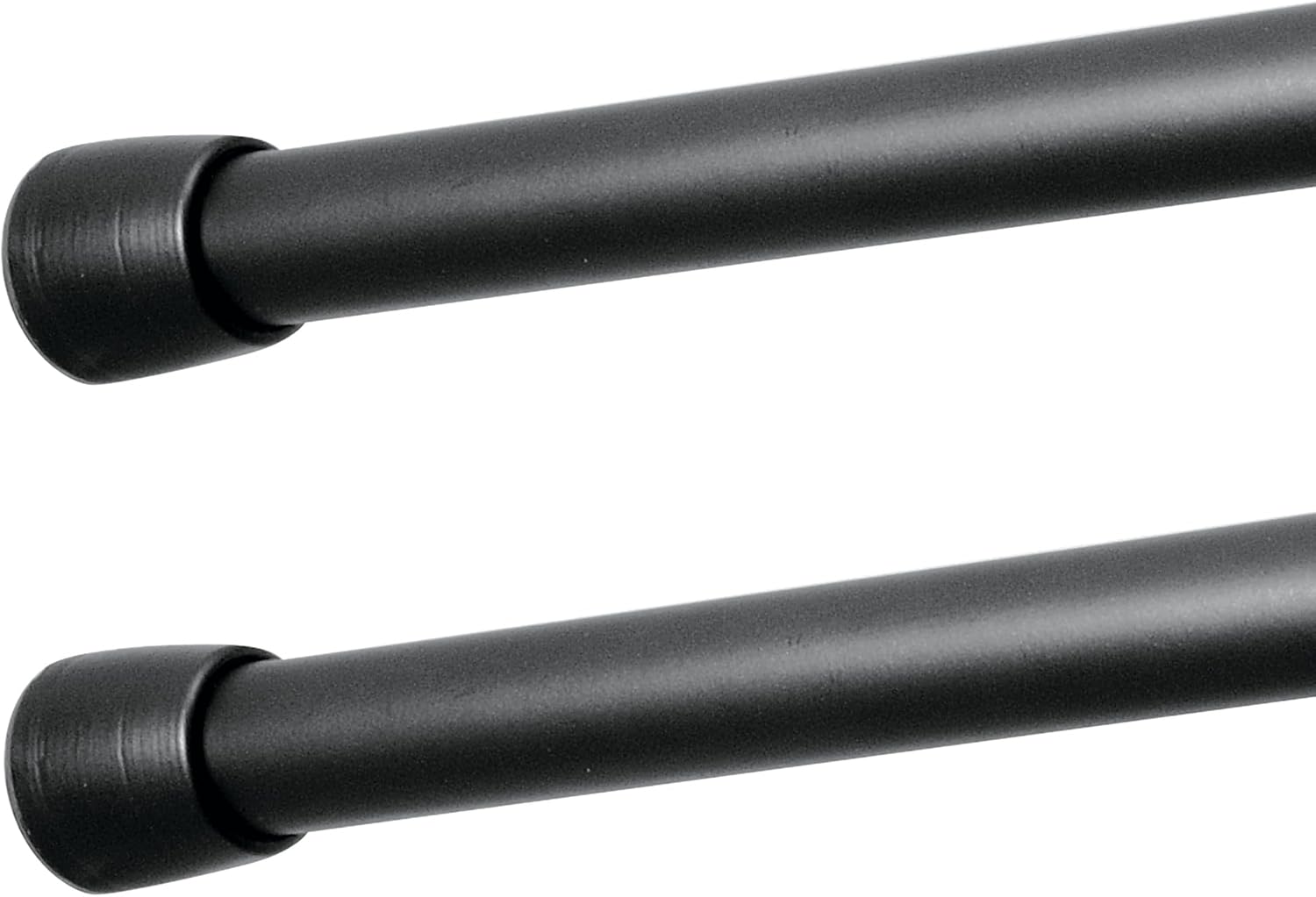 iDesign Cameo Metal Expandable Constant Tension Bathroom Shower Curtain Rod for Master, Guest, Kids' Bathroom, Window, Adjustable from 43-75", Set of 2, Matte Black