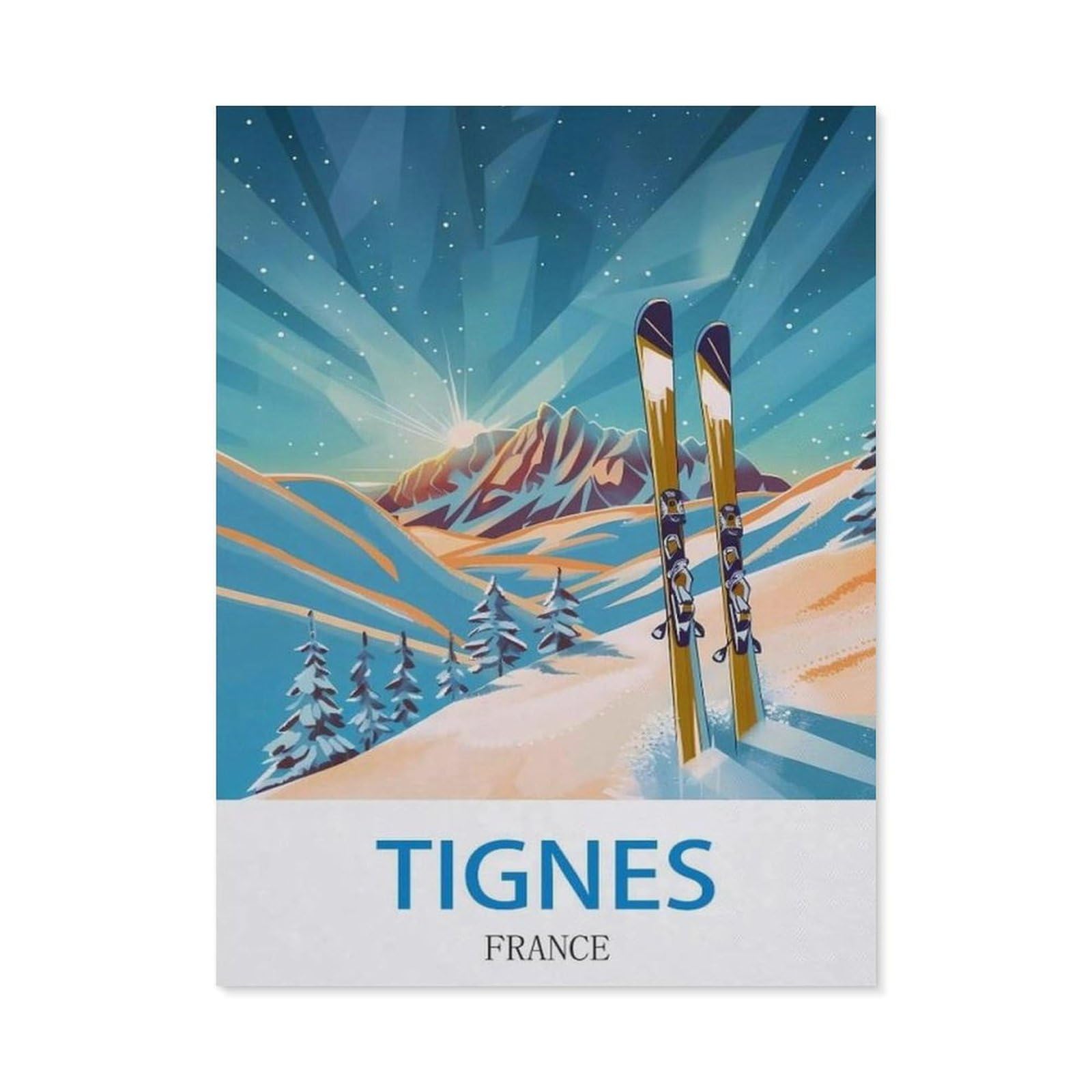 BEAYODKP 5D DIY Diamond Painting，Tignes France ， Ski（50 x 60 cm）
