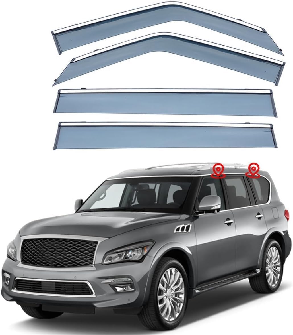 PANXUC Car Wind Deflectors for Infiniti QX80 Z62 2011-2022, Side Window Wind Rain Deflector Window Visor Sun Rain Guard Smoke Guards