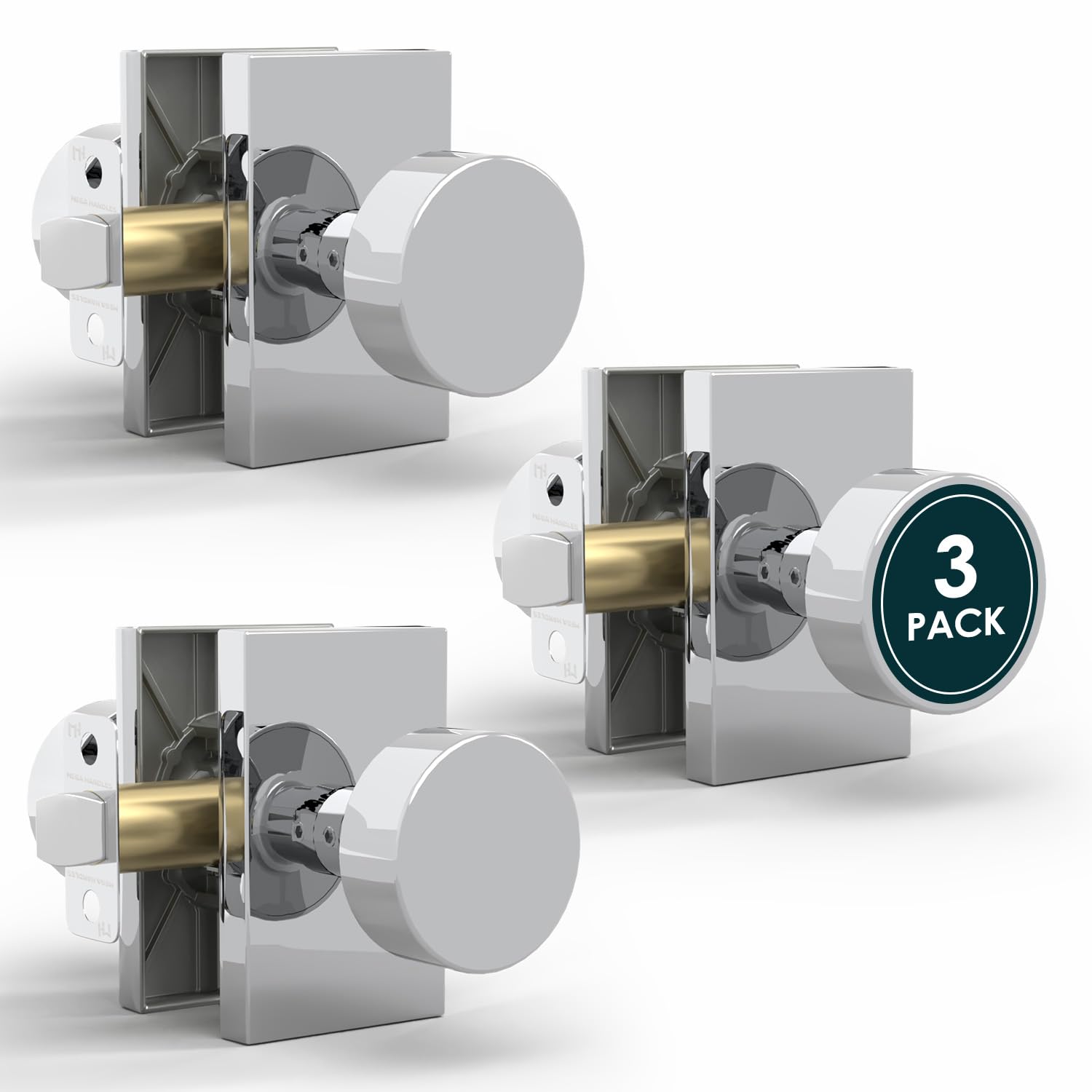 Gold Privacy Door Knobs with Lock - Mega Handles -11