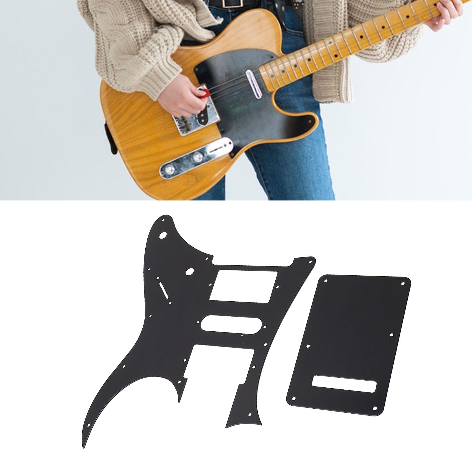 Electric Guitar Pickguard for Ibanez RG250 Style 7 V, Aluminium Alloy Guitar Pick Guard and BackPlate Set - Image 2