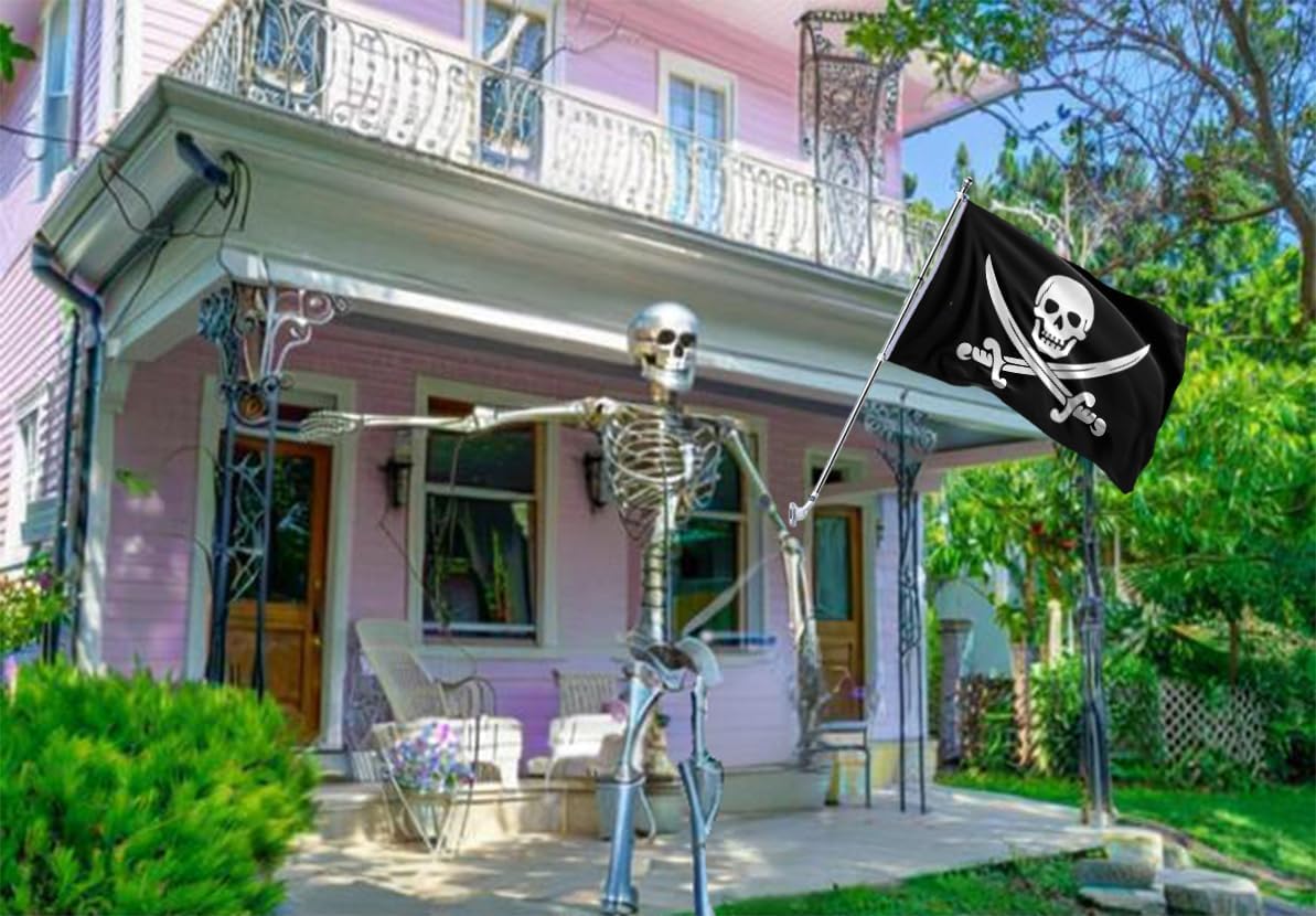Pirate Calico Jack Rackham Jolly Roger Flag 6x10FT Historical Pirate Flag Piracy Golden Age Halloween Banner Fade Proof Polyester with 3 Brass Grommets Indoor Outdoor