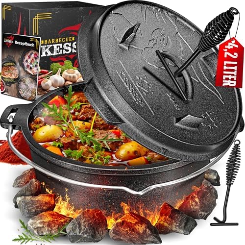 KESSER Dutch Oven Set (4.2L) – Heavy-Duty Cast Iron for Indoor & Outdoor Cooking