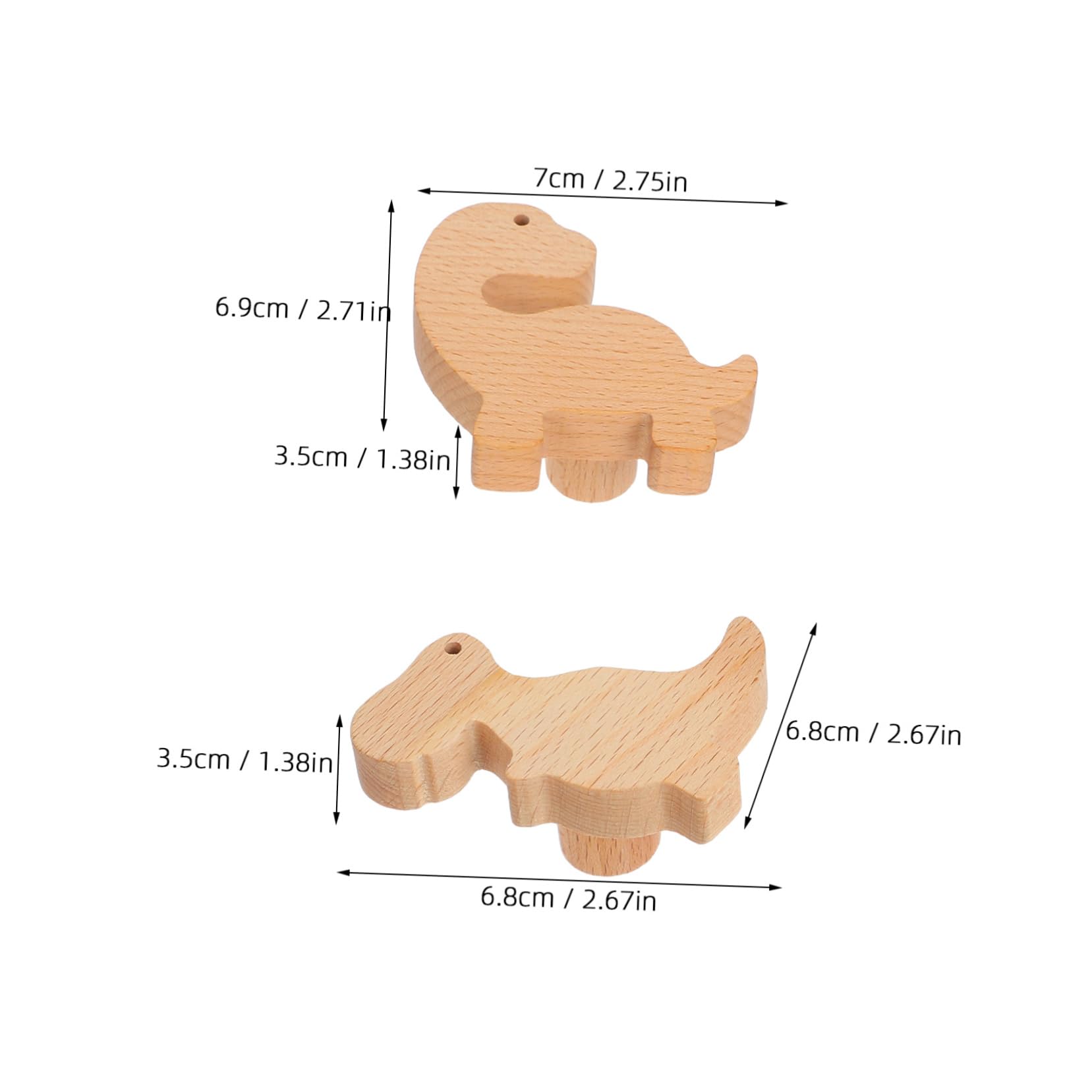 Cabilock 6 Set Dinosaur Wooden Knobs Dresser Knobs with Screws Adhesive Decorative Cabinet Pulls for Kids' Rooms