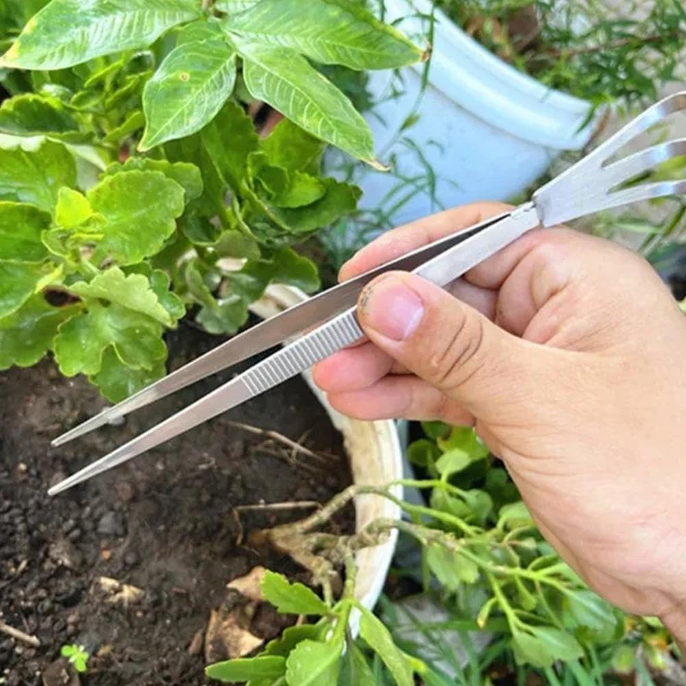 Pince à épiler 2 en 1 pour bonsaï, outil de jardinage, râteau à racines, grattoir pour plantes, outils pour plantes