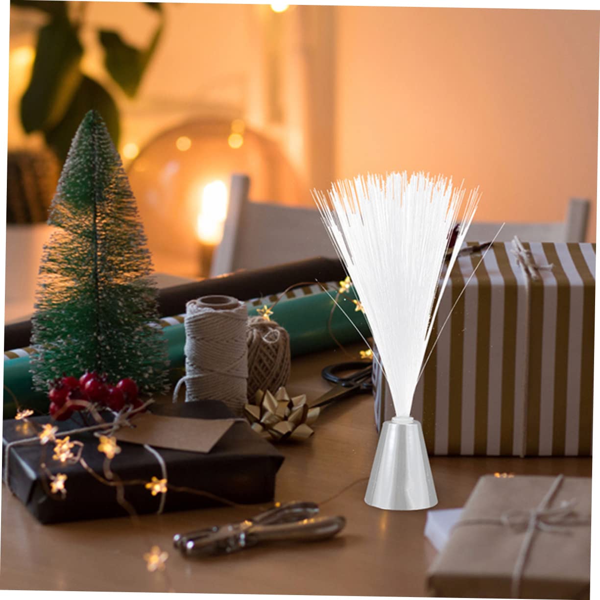 HOLIDYOYO 2Pcs Fiber Optic Light Color Changing Tabletop Centerpiece Light for Home Battery Powered LED Atmosphere Lamp for and Relaxing Ambiance