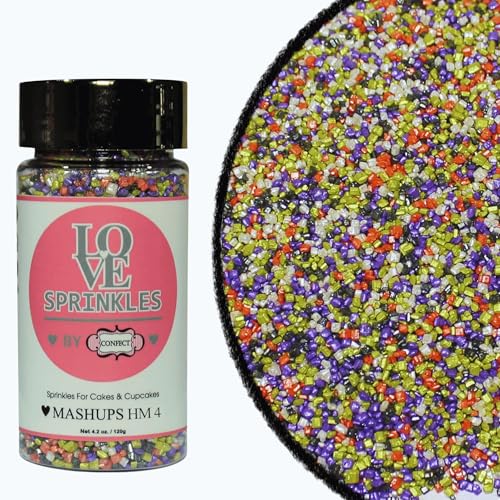 Image of Confect Halloween Sparkling Sugar Mix - White, Orange, Purple, Ghost Black & Ghastly Green - Edible Decorative Sugar for Cakes, Cupcakes, Cookies & Desserts - Phantom Festival Sprinkles- 4.2 Oz
